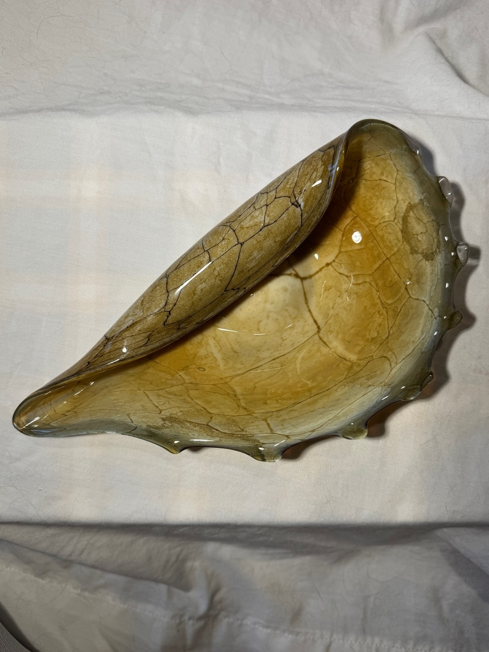 Vintage Krosno hand blown art glass conch shell